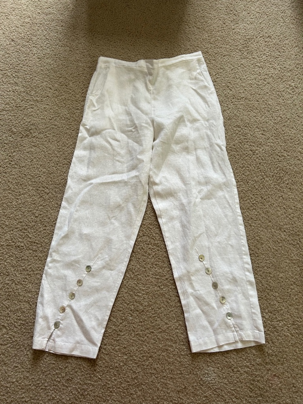 Peck & Peck 100% White Linen Pants Relaxed Straight Leg Fit Sz Large